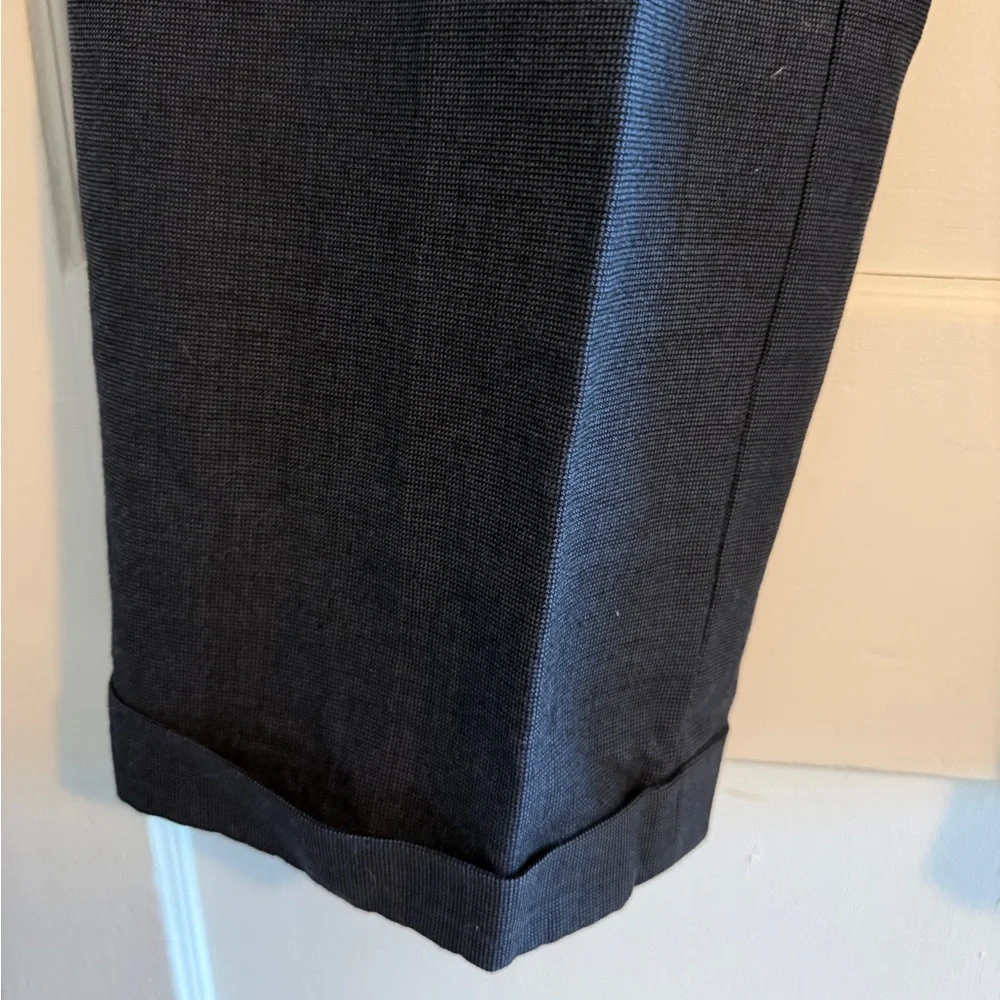 Vintage Men’s Burberry Wool Pleated Cuff Trousers Navy Blue Size 37